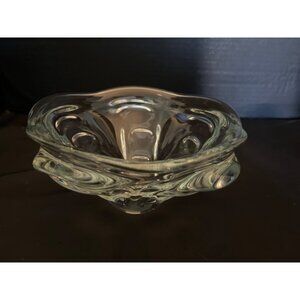 Hand Blown Heavy Crystal Bowl MCM 1950’s Belgium Style of Val Saint Lambert